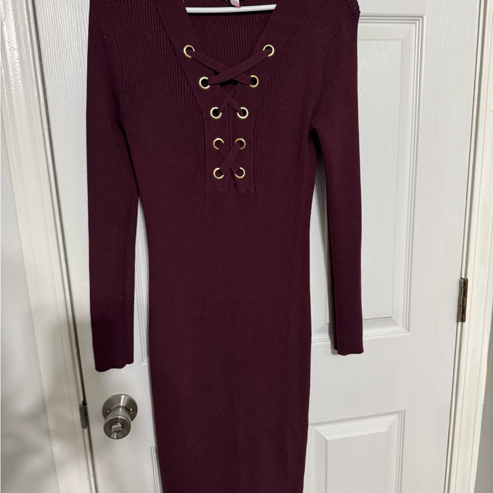 No Boundaries Red Long Sleeve Bodycon Dress